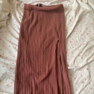 Long Pink Urban Outfitters Ribbed Skirt